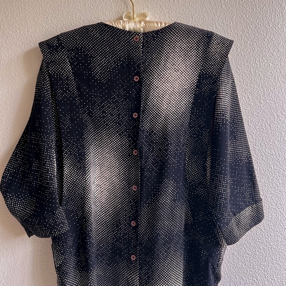 Vintage 1980s Black Abstract Polka Dot Print Silk Dress (M/L) - Picture 11 of 11